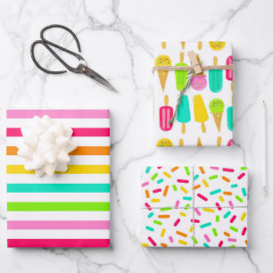 Colorful Sprinkles Ice Cream Wrapping Paper Sheet