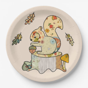 colorful squirrel paper plate