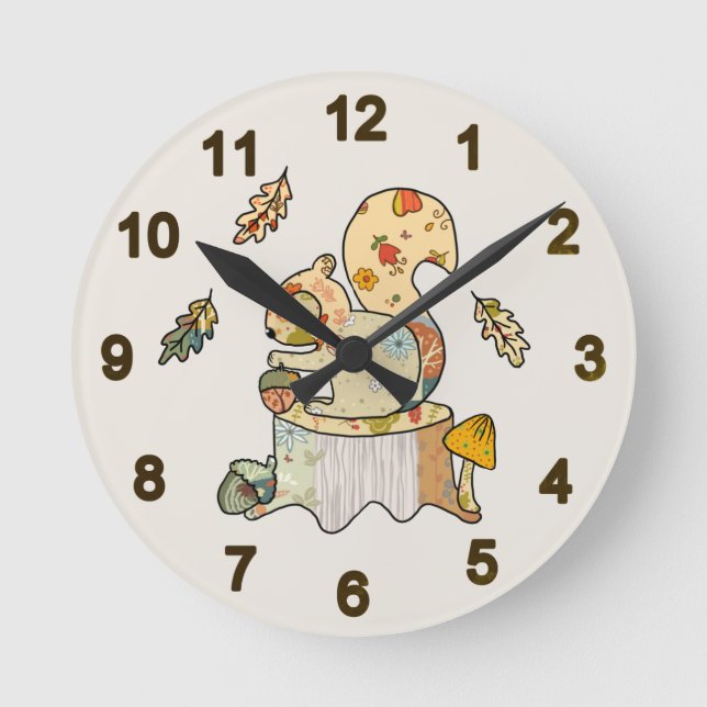 colorful squirrel round clock (Front)