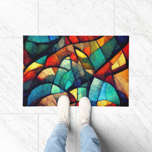 Colorful Stained Glass Abstraction Doormat