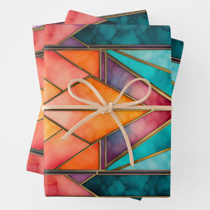 Colorful Stained Glass Art Wrapping Paper Sheets