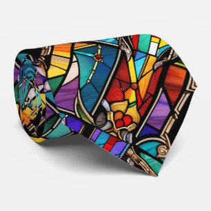 Colorful Stained Glass Inspired Pattern Tie