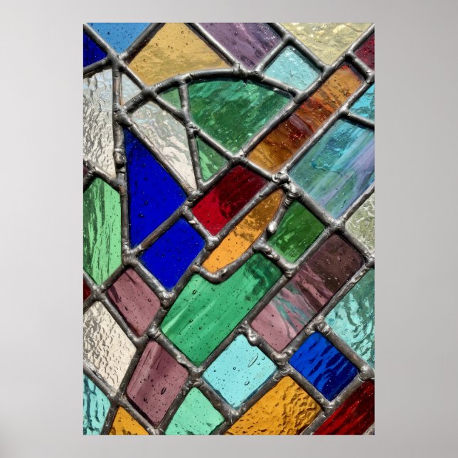 Colorful Stained Glass Mosaic Pattern Art Poster (Front)