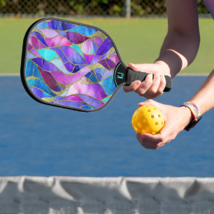 Colorful Stained Glass Mosaic Pickleball Paddle