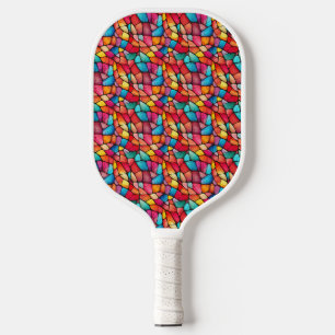 Colorful Stained Glass Pattern background Pickleball Paddle