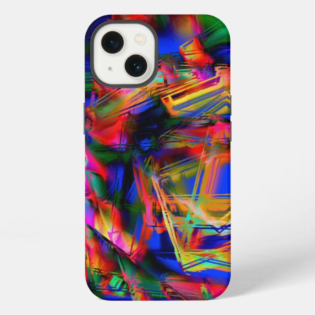 Colorful stained square with 'wrong brush strokes' iPhone case (Back)