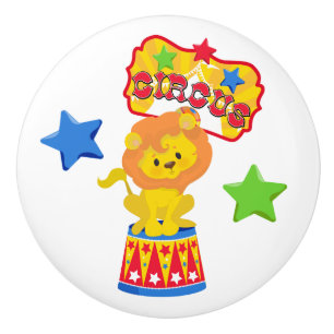 Colorful Star Circus Lion Ceramic Knob