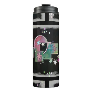 Colorful Stars Black Thermal Tumbler
