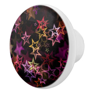 Colorful Stars Dance Whimsically Ceramic Knob