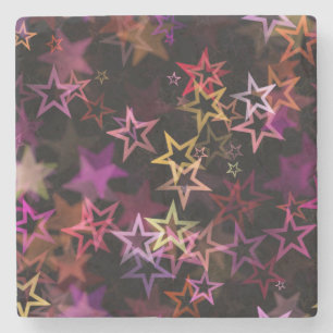 Colorful Stars Dance Whimsically Stone Coaster