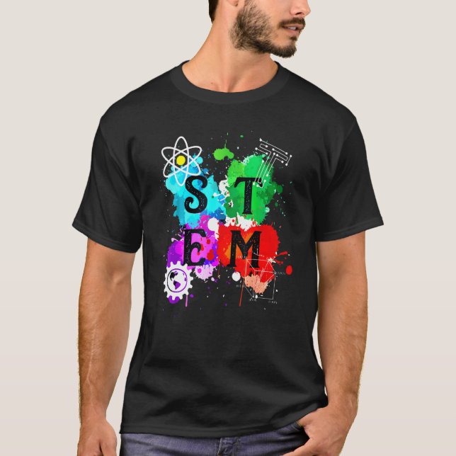 Colorful Stem Squad  Students & Teachers Crew T-Shirt (Front)