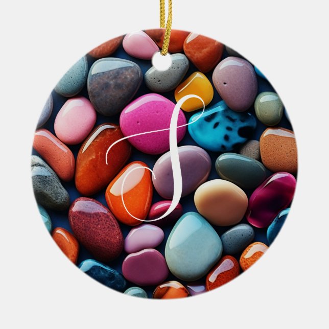 Colorful Stones Ceramic Ornament (Front)