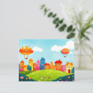 Colorful Storybook Village Postcard