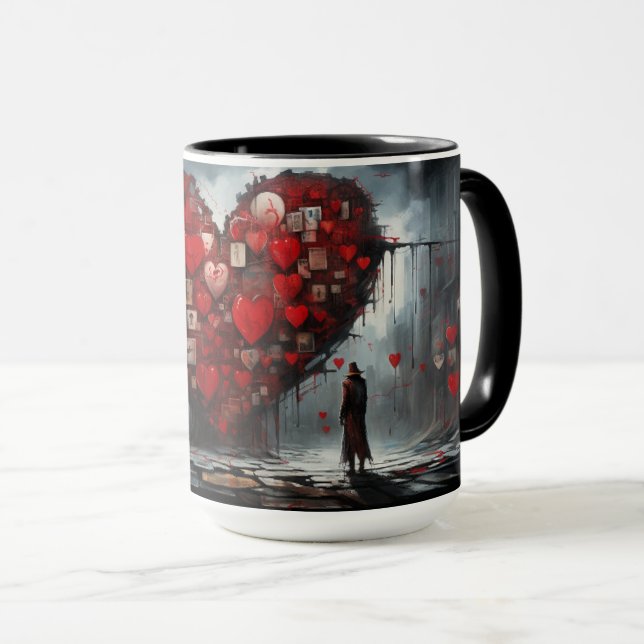 Colorful Street Art Mug - Urban Heartbeat (Front Right)