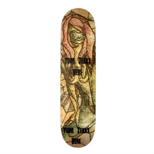 colorful street art style abstract lady retro skateboard
