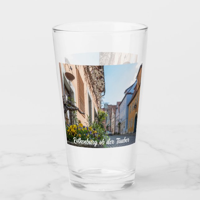 Colorful street in Rothenburg ob der Tauber Glass (Front)