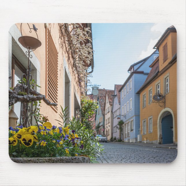 Colorful street in Rothenburg ob der Tauber Mouse Pad (Front)