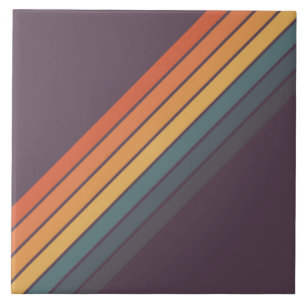 Colorful Striped 70s 80s Retro Racing Stripes Ceramic Tile
