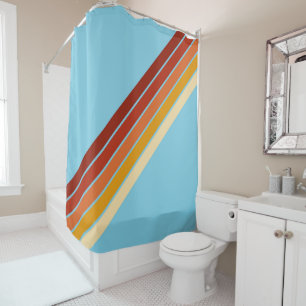 Colorful Striped 70s 80s Retro Racing Stripes Shower Curtain