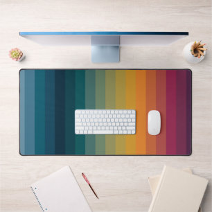 Colorful Striped 70s 80s Retro Rainbow Stripes Desk Mat