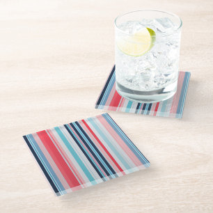 Colorful Striped Fabric Art Glass Coaster