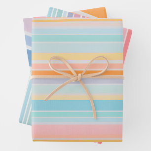 Colorful Striped Fabric Art Wrapping Paper Sheets
