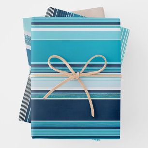 Colorful Striped Fabric Art Wrapping Paper Sheets