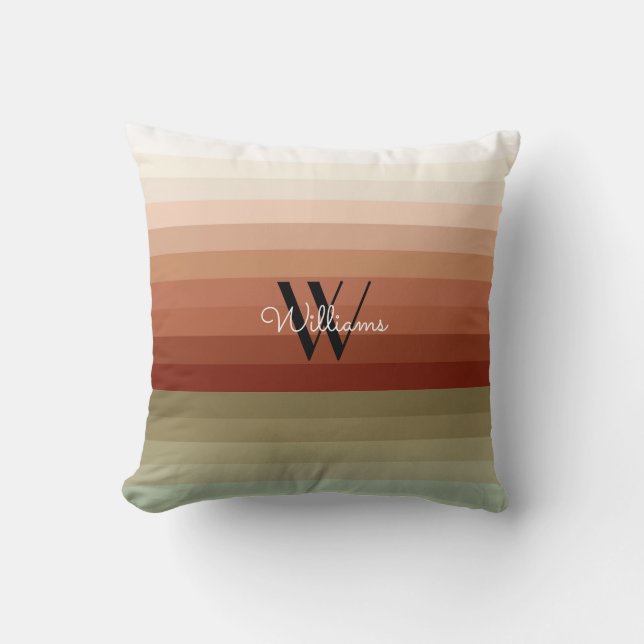 Colorful Striped Monogram and Name Cushion (Front)