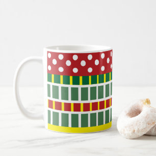 Colorful Stripes Polka Dot Pattern Geometric Coffee Mug