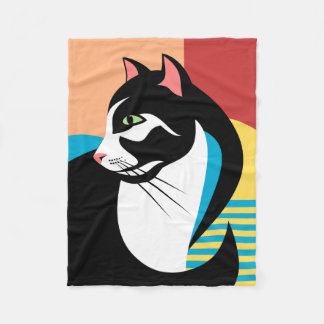 Colorful Stylize Cat Fleece Blanket