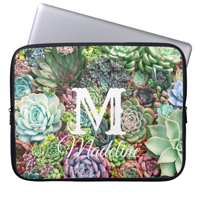 Colorful Succulent Garden Laptop Sleeve (Front)