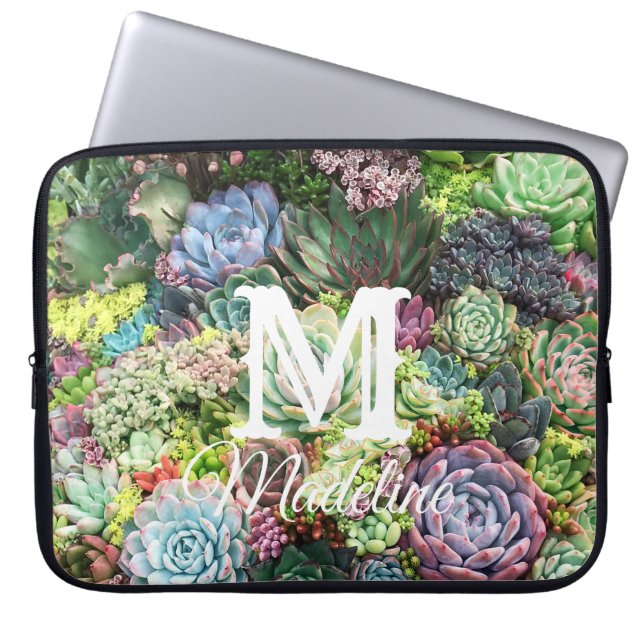 Colorful Succulent Garden Laptop Sleeve (Front)
