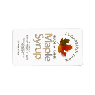 Colorful Sugar Maple Leaf Syrup Label 