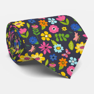 Colorful Summer Floral Neck Tie