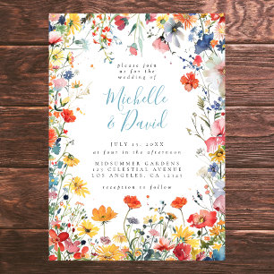 Colorful Summer Floral Wedding Invitation