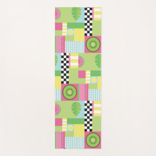 Colorful summer fruit pink green yellow mosaic yoga mat