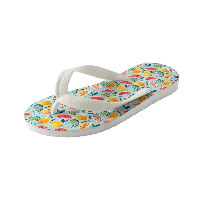 Colorful Summer Fruits Kid's Thongs (Angled)