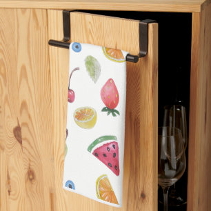 colorful summer fruits tea towel