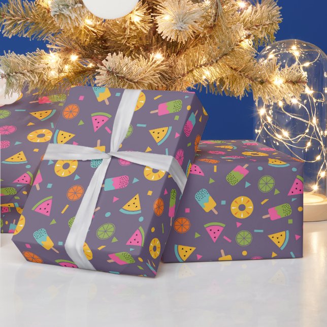 colorful summer ice-cream pattern wrapping paper (Holidays)