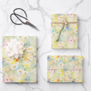 Colorful Summer Meadow Wildflowers Wrapping Paper Sheet