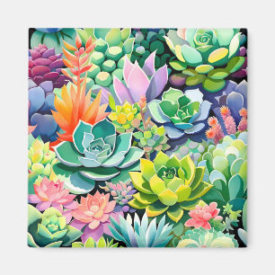 Colorful Summer Succulent Botanical Garden Magnet