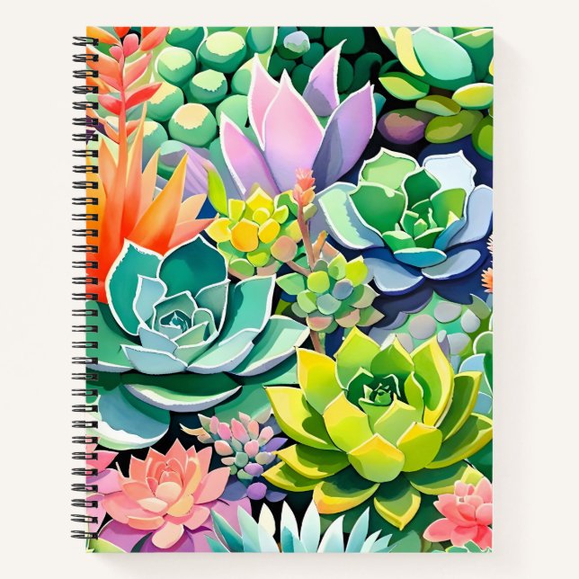 Colorful Summer Succulent Botanical Garden Notebook (Front)