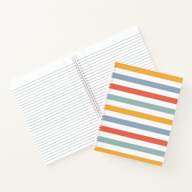 Colorful Summer Surf Aesthetic Horizontal Lines Bo Notebook (Inside)