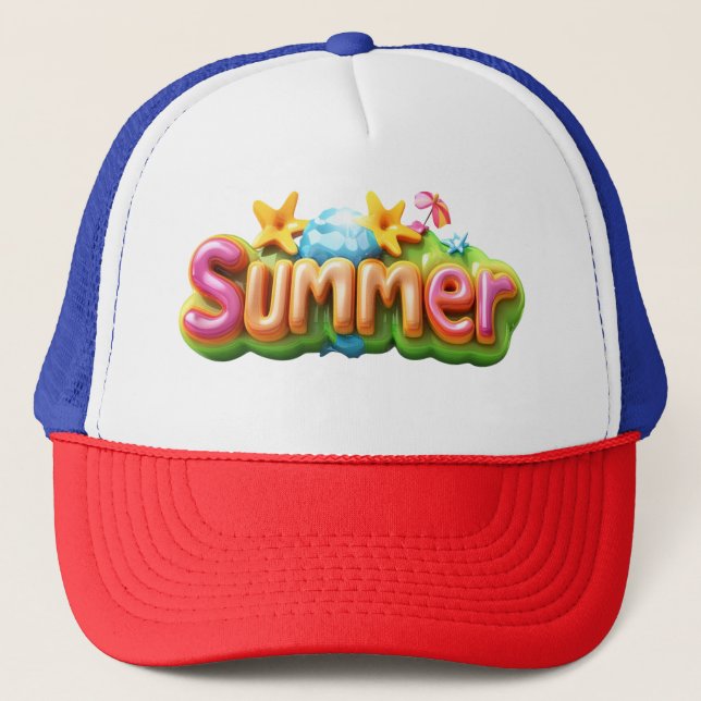Colorful Summer Text Trucker Hat (Front)