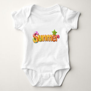 Colorful Summer Text with Star Baby Bodysuit