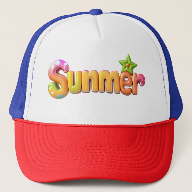 Colorful Summer Text with Star Trucker Hat (Front)