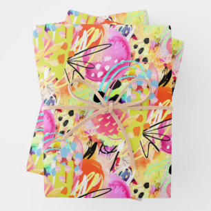 Colorful Summer Tropical Abstract Eclectic Pop Wrapping Paper Sheet