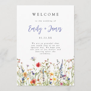 Colorful Summer Wildflower Wedding Program