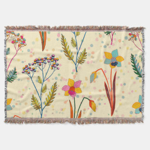 Colorful summer wildflowers throw blanket