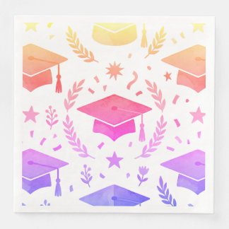 Colorful Sunset Ombre Graduation Cap Pattern Class Napkin